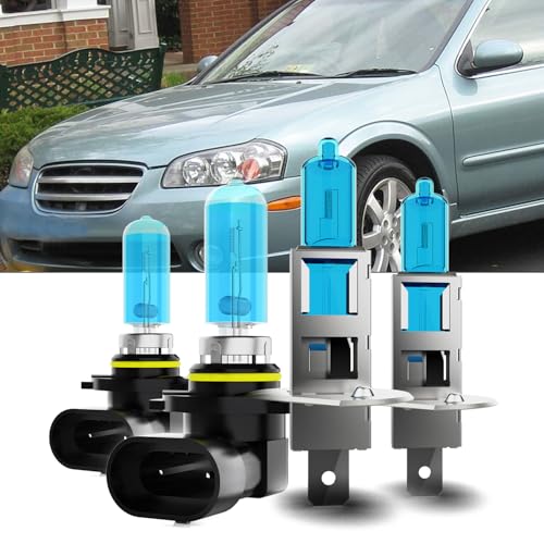 TTDBDAN Upgraded Halogen Headlight Bulbs Fit For Nissan Maxima 2002-2003,9005/H10/HB3 High Beam H1 Low Beam Super Bright Headlights,6000K White,Plug n Play,4-Pack