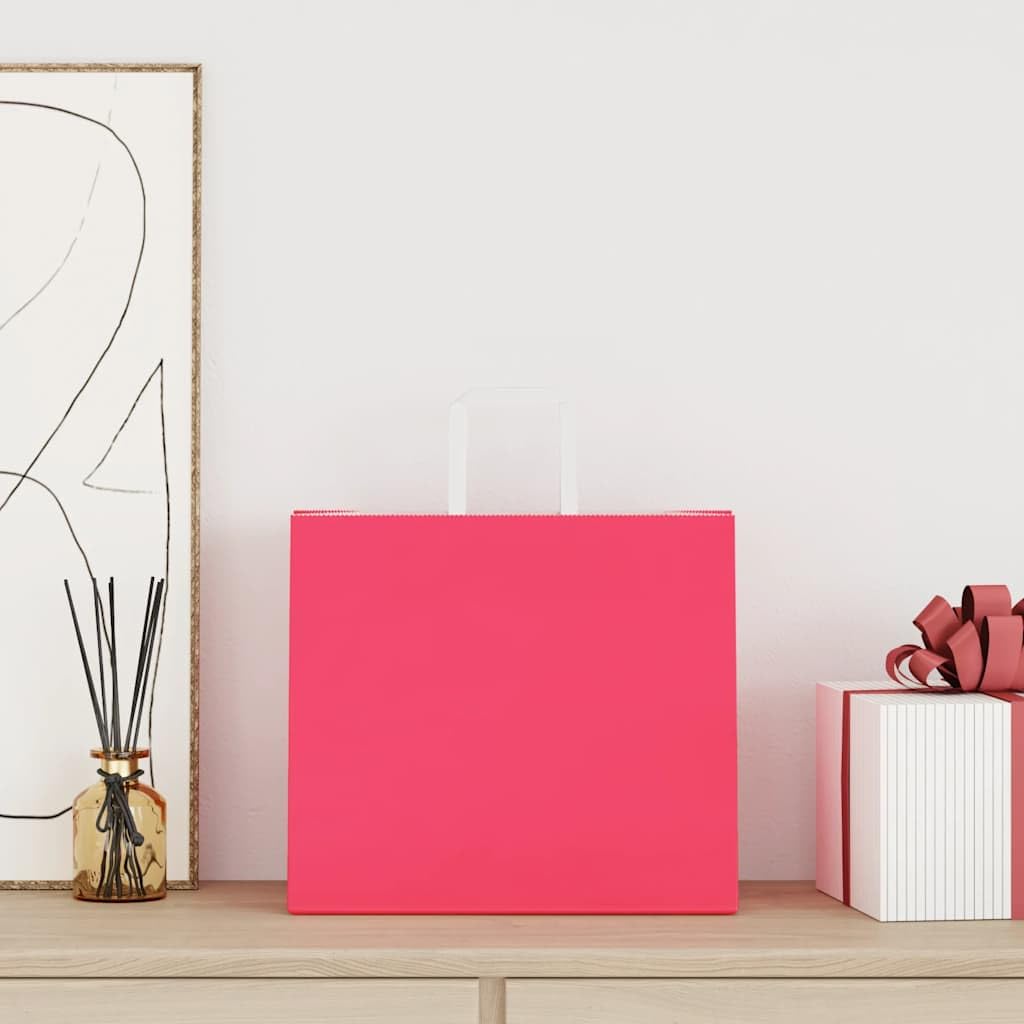 Bolsas de papel 250 piezas con asas rosa 32 x 22 x 28 cm