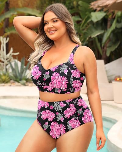 Image of Daci Women's Plus Size Bikini Sets - High Waisted Two-Piece Swimsuits with Tummy Control