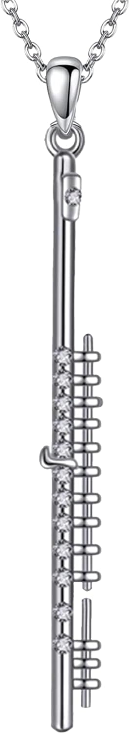 YAFEINI 925 Sterling Silver Cello Violin Drums Flute Pendant Necklace Music Jewelry Gifts for Women Men Musician