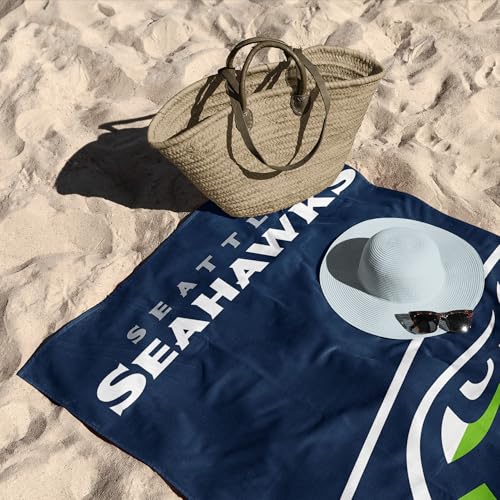 Image of Northwest NFL Seattle Seahawks Microfiber Beach Towel, 30 x 60 Inches - Quick Dry, Sand Resistant, Lightweight, Highly Absorbent, Incisor Design