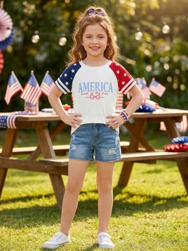 Image of AMWIPE Boys Girls USA Shirt Kids 250 Anniversary USA Shirts American Flag Tshirt 4th of July Outfits Cute Patriotic Top 6-14y
