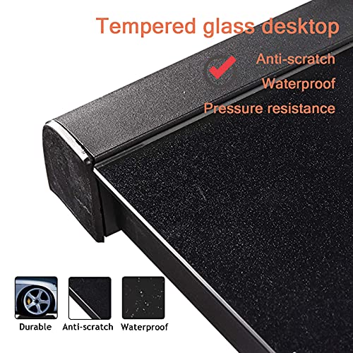 Urred Computer Desk Glass Top - Metal Frame Desk Table For Computer Desk Gaming Modern Study Office Work Writing Desks Table For Home Office Small Black (Z-55.1 Inch) #TOP1