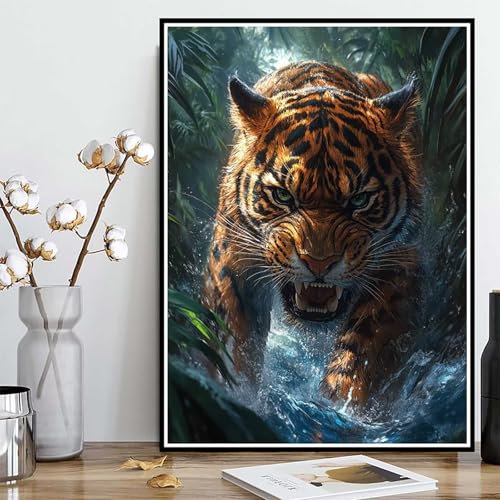 Peinture Diamant Grand Format 90x120 cm pour Remplacer vos Murs Vides par un Tigre