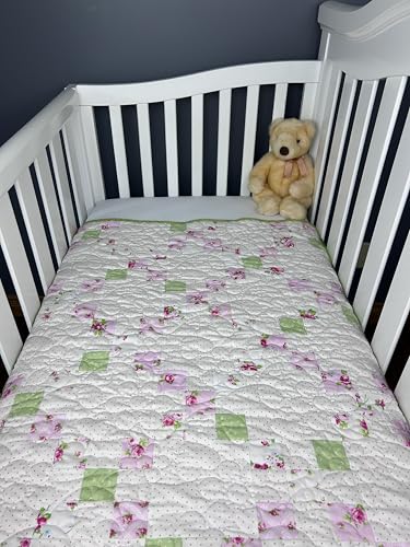 Pre-cut ready to sew Emily's Irish Chain Baby Quilt Kit from QuiltieSisterS (Quilt Kit + Pink Cotton Backing)