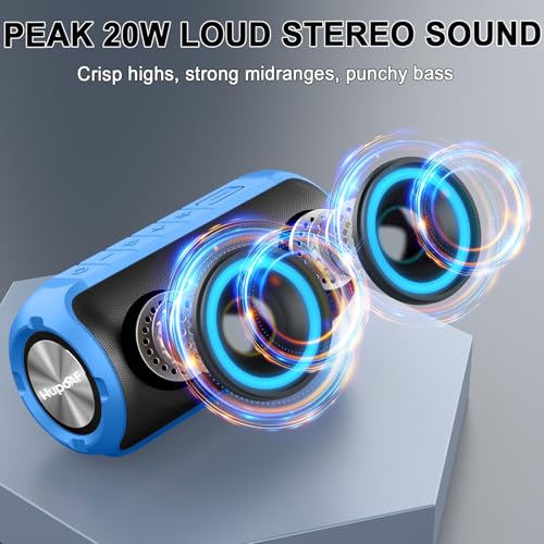 Image of Hupoaf Bluetooth Speaker, 2026 New Portable Wireless Speaker with 6D Loud Sound, IPX7 Waterproof Stocking Stuffers, HD Call, RGB Lights, 12H Playtime for Home /Party /Outdoor /Beach, White Elephant Gift