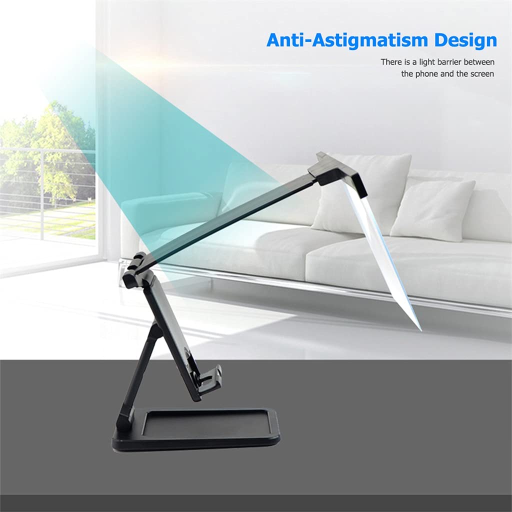 Amplificador de pantalla de 12 pulgadas con soporte plegable para teléfono, aumento de 3-4x, lente antiluz azul, negro