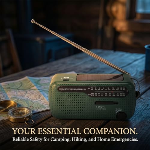 Radio portátil solar Zopsc con manivela y antena retráctil miniatura 5