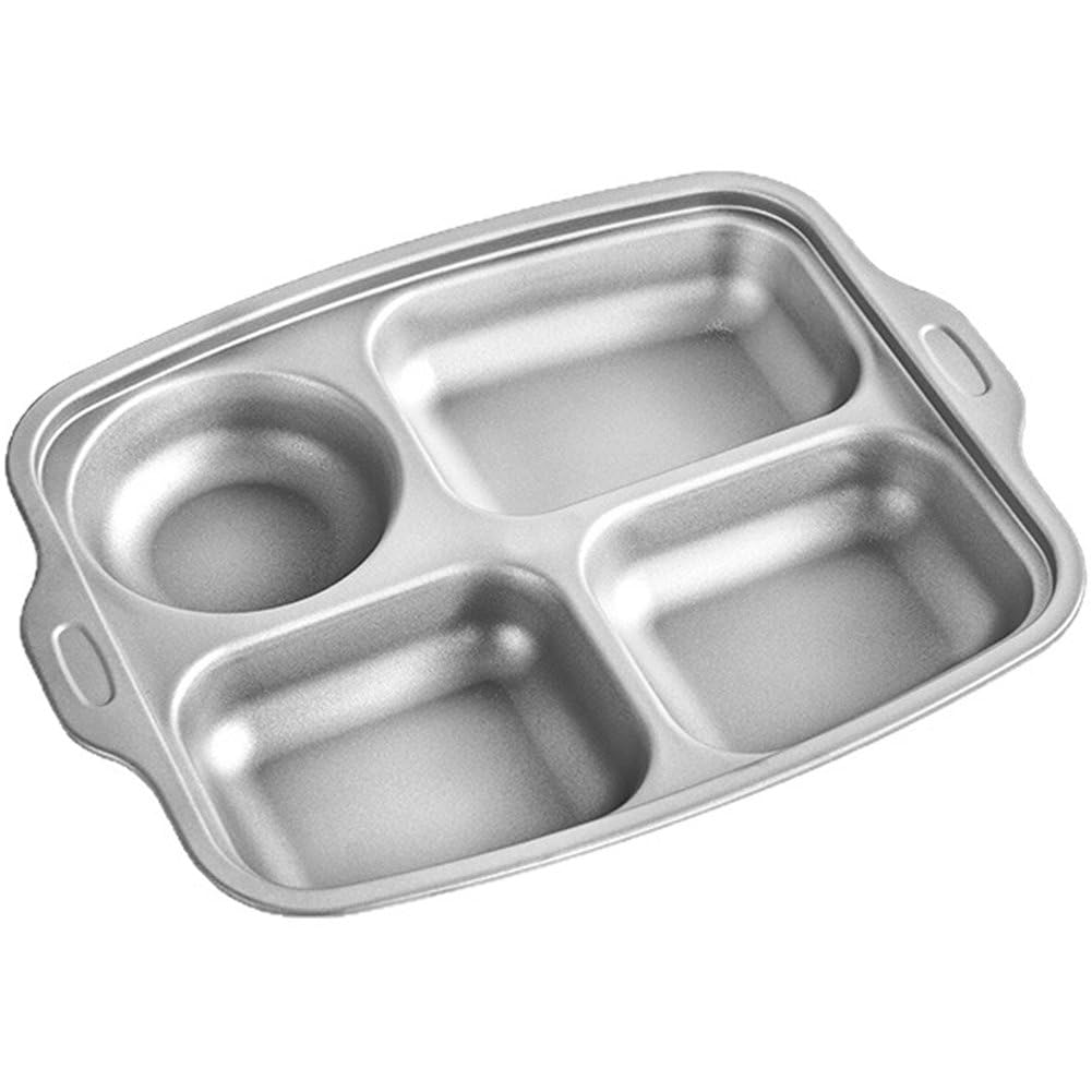 Titanium Divided Plates Tray, 4 Sections Dinner Plates Metal Food Trays for Picky Eaters, Campers, and Portion Control