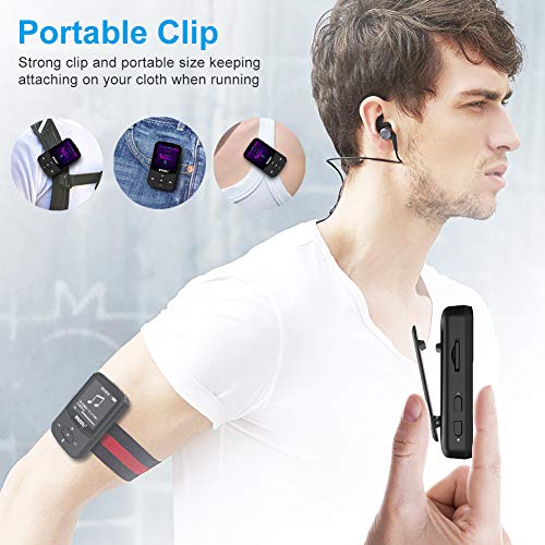 Clipe Mp3 Player com Bluetooth 5.0, mini reprodutor de música de som sem perdas com rádio FM gravado