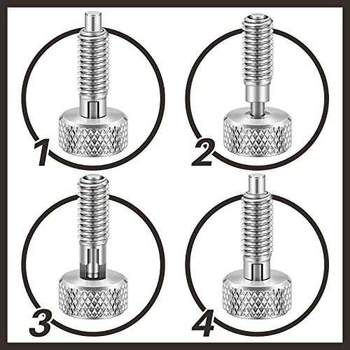 Hand Retractable Spring Plunger With Knurled Handle Stainless Steel Lock Out M6 Type Quick Release Pins For Rolling Toolbox, 1/4''-20 Thread Size 0.500'' Thread Length Without Patch (Silver, 2 Packs) #TOP2