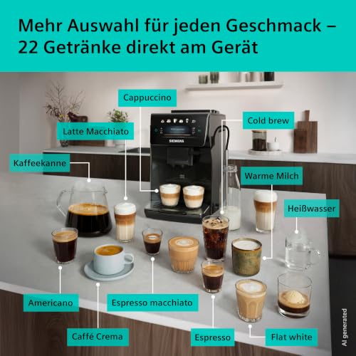 Siemens Kaffeevollautomat EQ600 iAroma, TP601E09, schwarz, >40 Getränke