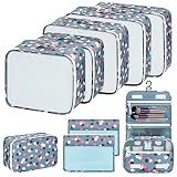 Easortm Travel Packing Cubes 9 Set, Travel Cubes Suitcase Organizer Foldable Luggage Organizers for