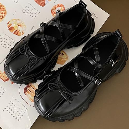 Women's Mary Jane Shoes Chunky Heel with Bow Breathable Comfortable Height Increase for Casual Workouts Everyday Wear4
