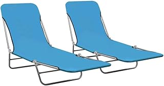 vidaXL Lettini Prendisole Pieghevoli 2pz in Acciaio e Tessuto Blu