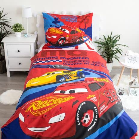 Jerry Fabrics F - Juego de funda nórdica - Cars - 2 piezas - Niño - Funda nórdica - Reversible - 140 x 200 - Funda de almohada - 70 x 90 cm - 100% algodón Cover