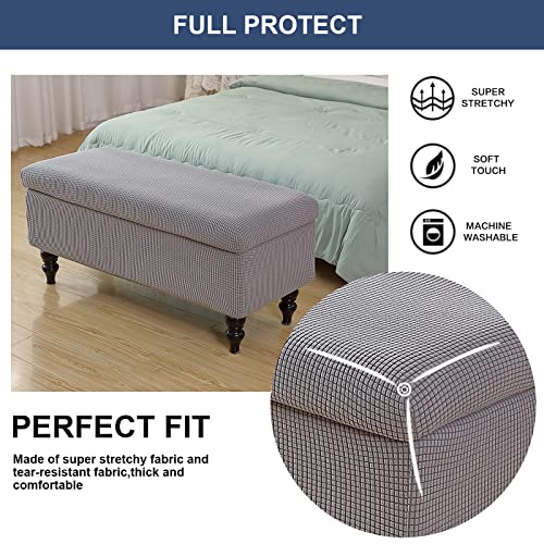 Image of FUANGUI Ottoman Cover Stretch Storage Ottoman Bench Slipcover Printed Folding Storage Bench Ottoman Cover Footrest Stool Slipcover Footstool Protector Cover with Elastic Bottom,Medium