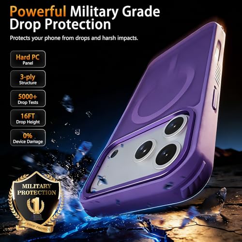 ZOYTONE Magnetic for iPhone 17 Pro Case, [Compatible with Magsafe] [Military-Grade Protection], [Translucent Matte] Anti-Scratch Back, Non-Slip, Shockproof Protective Phone Cover 6.3", Purple — view 2