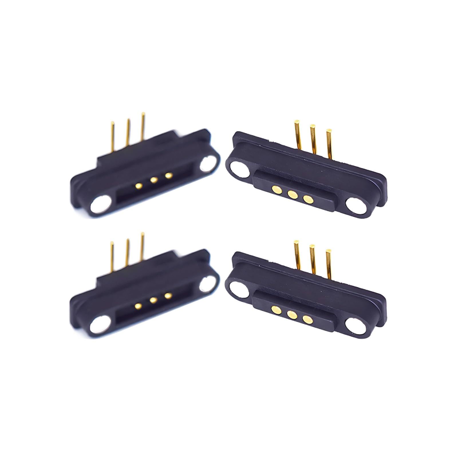 2 Pair 2Pin/3Pin/4Pin/5Pin Bend Magnetic Pogo Pin Connector, Male+Female 2.2/4.4MM Spacing Spring Loaded Pogopin Connector DC Power Charge Probe Socket (3Pin)