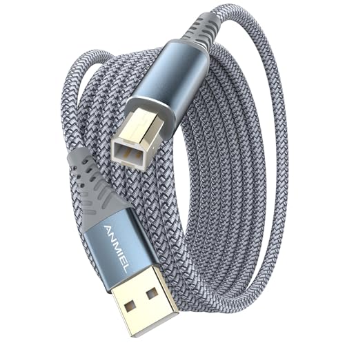 ANMIEL USB-Druckerkabel, 6.6FT/2 Meter USB-Druckerkabel Nylongewebe USB 2.0 Typ A Stecker auf B Stecker Scanner Kabel High Speed f&uuml;r HP, Canon, Dell, Epson, Lexmark, Xerox und mehr