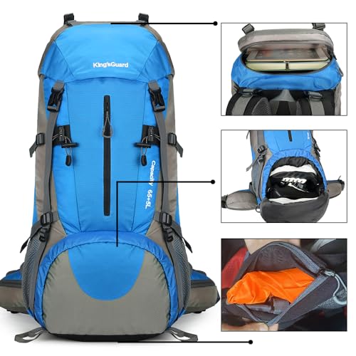 Image of King'sGuard 70L Hiking Backpack with Rain Cover Lightweight Waterproof Travel Camping Backpack Large Backpacking Pack