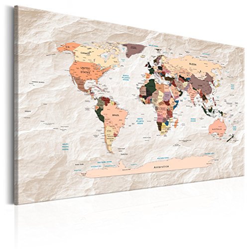 murando Tablero De Corcho & Cuadro en Lienzo 120x80 cm No Tejido XXL Estampado Memoboard Decoración De Pared Impresión Artística Fotografía Gráfica Poster Mapamundi Mapa del mundok-C-0053-p-b