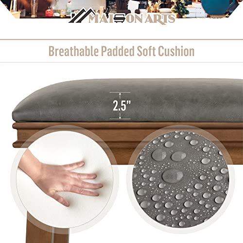MAISON-ARTS-Bar-Stools-Set-of-2-Clearance-Counter-Height-for-Kitchen-Counter-Wood-Legs-with-Faux-Leather-Padded-Seat-Farmhouse-24in-Height-Barstools-for-34-38-Counter-Island-Upholstered-Stools-Grey MAISON ARTS Bar Stools Set of 2 Clearance Counter Height for Kitchen Counter Wood Legs with Faux Leather Padded Seat Farmhouse 24in Height Barstools for 34 38 Counter Island Upholstered Stools Grey