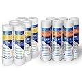 Sediment Water Filter Cartridge 6 Pack, 20 Micron & 6 Pack Grooved 5 Micron Sediment Water Filter Cartridges 10"x2.5", Four Layers of Filtration Removes Sand, Dirt, Silt, Rust, made from Polypropylene