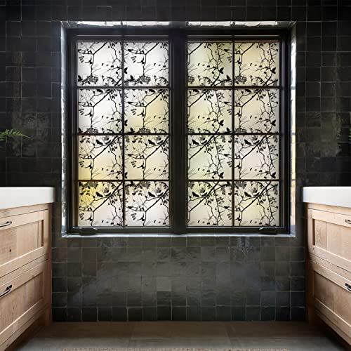 Dktie Glass Wall Art Frosted Privacy Frost Home Bedroom Bathroom Glass Window Film Sticker Day And Night Privacy Window Film Static Cling (212, 17.7" X 78.7") #TOP5