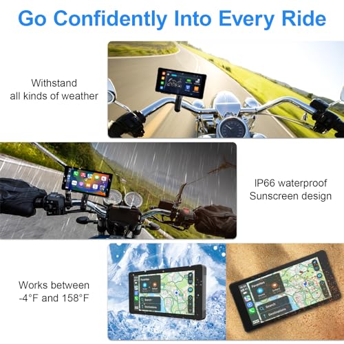 Image of LBW Premium Motorcycle Dash Cam DVR: Wireless Motorcycle Carplay & Android Auto, TPMS, 1080P HD Dash Cam Front and Rear, 5.5 inch Touch Screen, Bluetooth, Waterproof, 128GB TF Card, Siri & Google Voice
