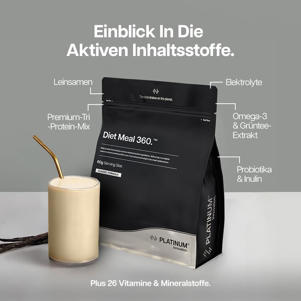Protein Works | Diet Meal 360 - PLATINUM Innovation, Trinkmahlzeit, Abnehmshake, Vollwertige Ernährung, 26 Vitamine & Mineralstoffe, Leinsamen, Omega 3, Inulin, Salted Caramel, 16 Mahlzeiten, 1kg