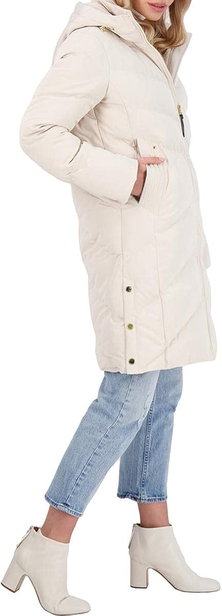 French Connection Quilted Mid-Length Winter Puffer Coat with Funnel Neck : Clothing, Shoes & Jewelry