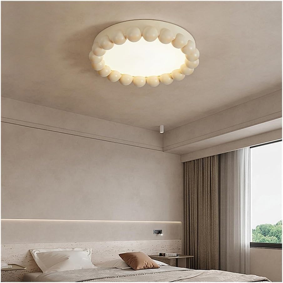 Round LED 48W Ceiling Light, Nordic 3-color Dimming Ceiling Lamp, Close-to-Ceiling Light Fixtures for Bedroom, Living Room, Study Room, Kitchen Island(Beige)