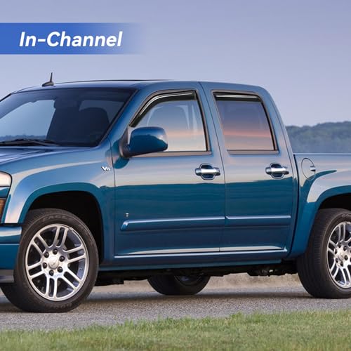 Image of in-Channel Window Visors Rain Guards Shield for 2004-2012 Chevy Colorado, Window Vent Wind Deflectors Visors Shades for 2004-2012 GMC Canyon Crew Cab