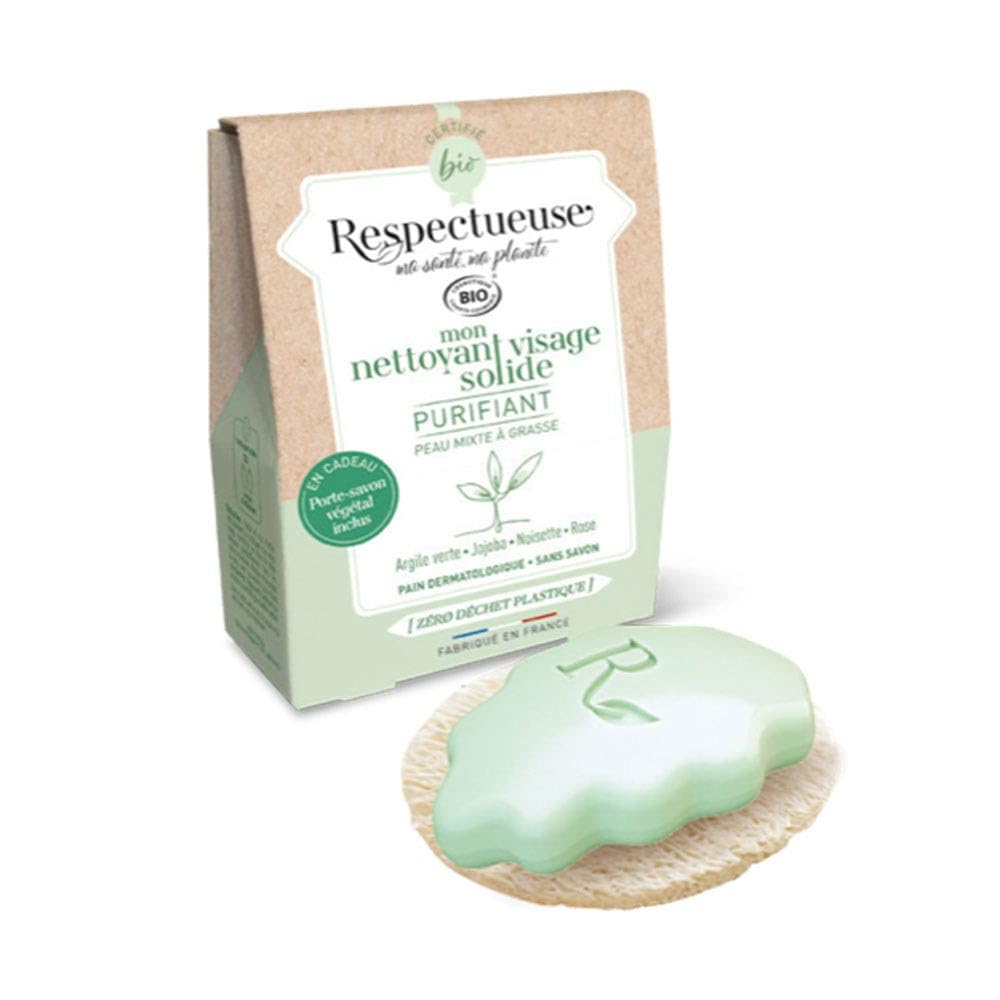 Respectueuse My Purifying Solid Face Cleanser 35g + 1 Free Plant Soap Dish