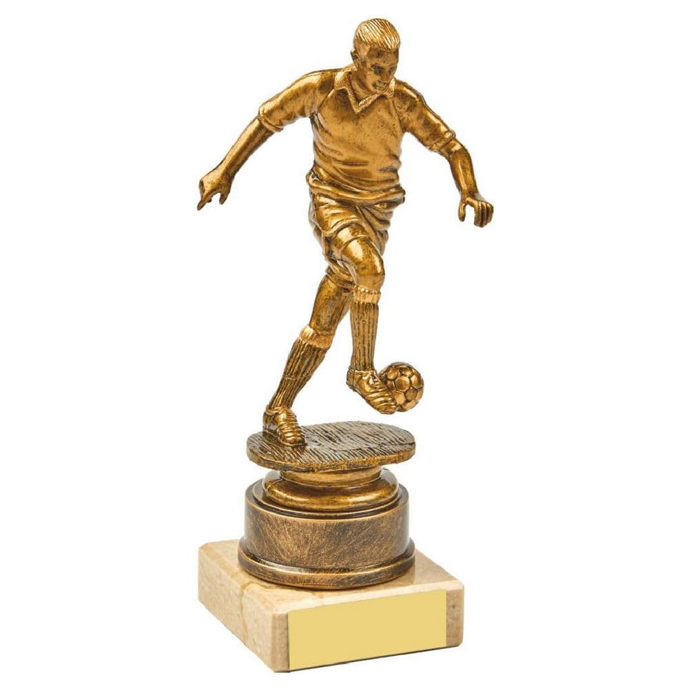 Troshow Men's Antique Gold Football Football Trophy Award With Cream Marble Base 165Mm Player Of The Week Player Of The Month Players Player Award Free Engraving 1027C-Twt