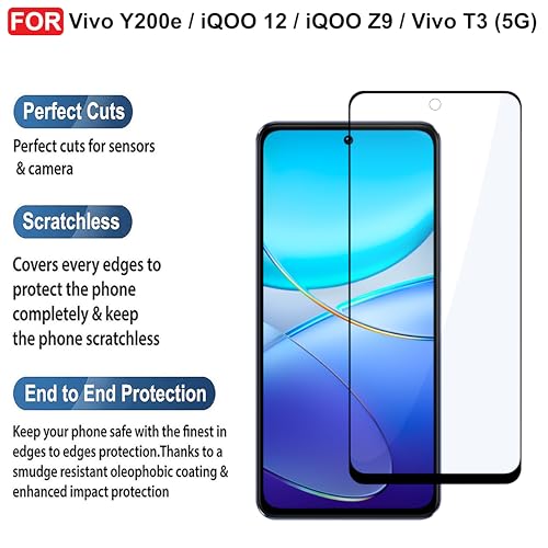 Image of CEDO Tempered Glass for Vivo Y200e / iQOO 12 / iQOO Z9 / Vivo T3 (5G) | Screen Protector Full HD Quality Tempered Glass Anti-Scratch Edge to Edge Coverage with Easy Installation Kit (Black)