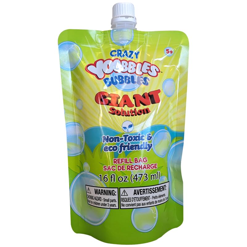 Crazy Yoobbles Giant Bubble Solution –for Giant Bubble Wands Outdoor Toys for Kids 5-8 Outdoor Activity Summer and Winter. Big Bubble Solution, Party Favor, Outdoor Backyard Toys. 16oz Refill Bag.