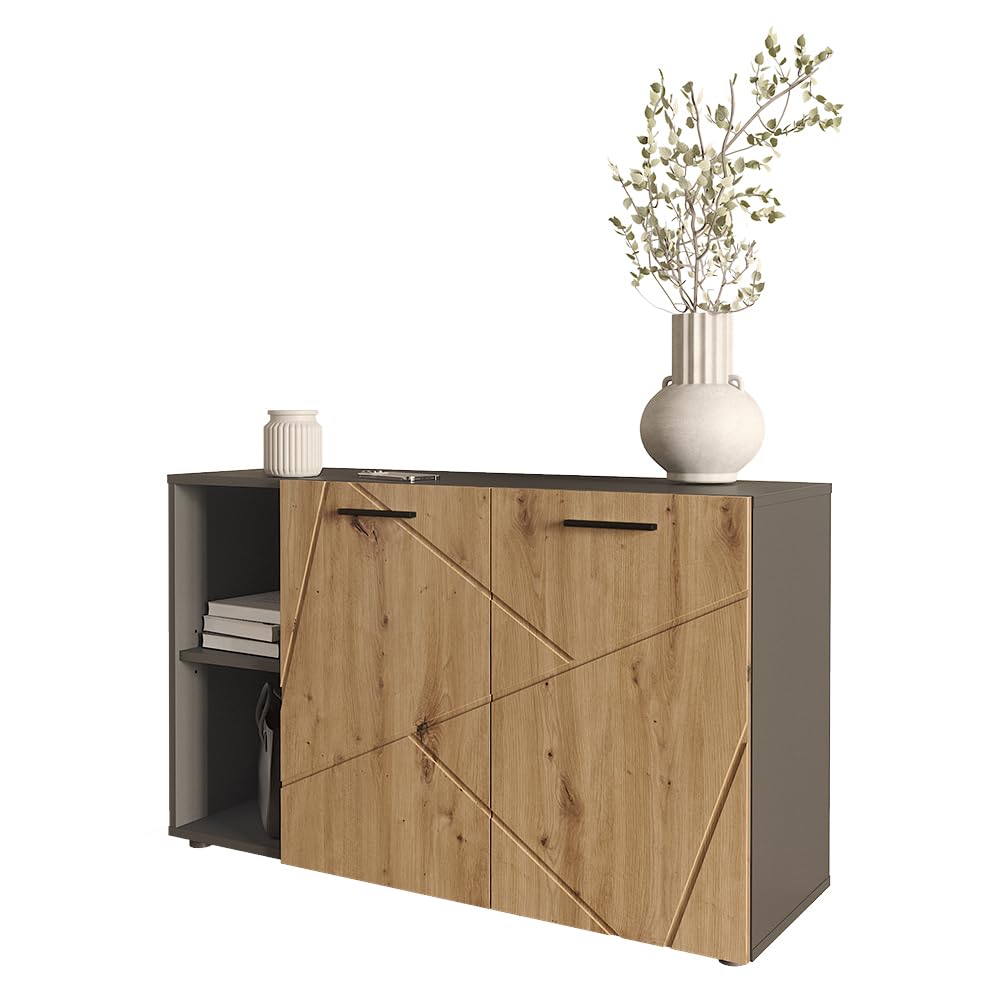 Vicco Szafka na buty "Irma", Antracyt/Artisan, 106 x 63 cm | z 2 drzwiami, convient pour le rangement et l’organisation dans l’entrée