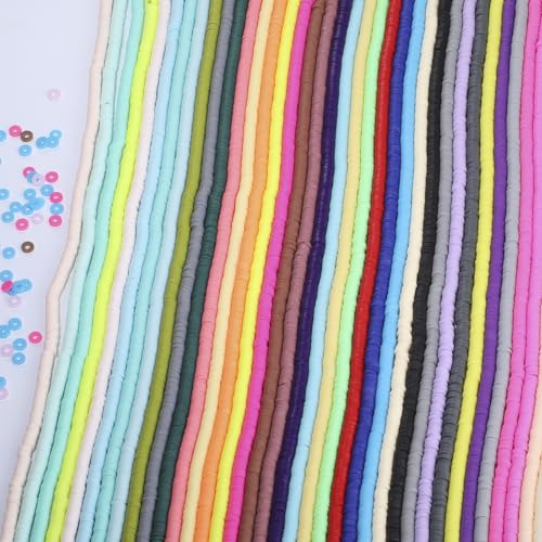 19000pcs 50 Strands Clay Bead Bracelet Kit 6mm Flat Round Polymer Clay Beads Spacer Heishi Beads for Jewelry Making Earring Necklace