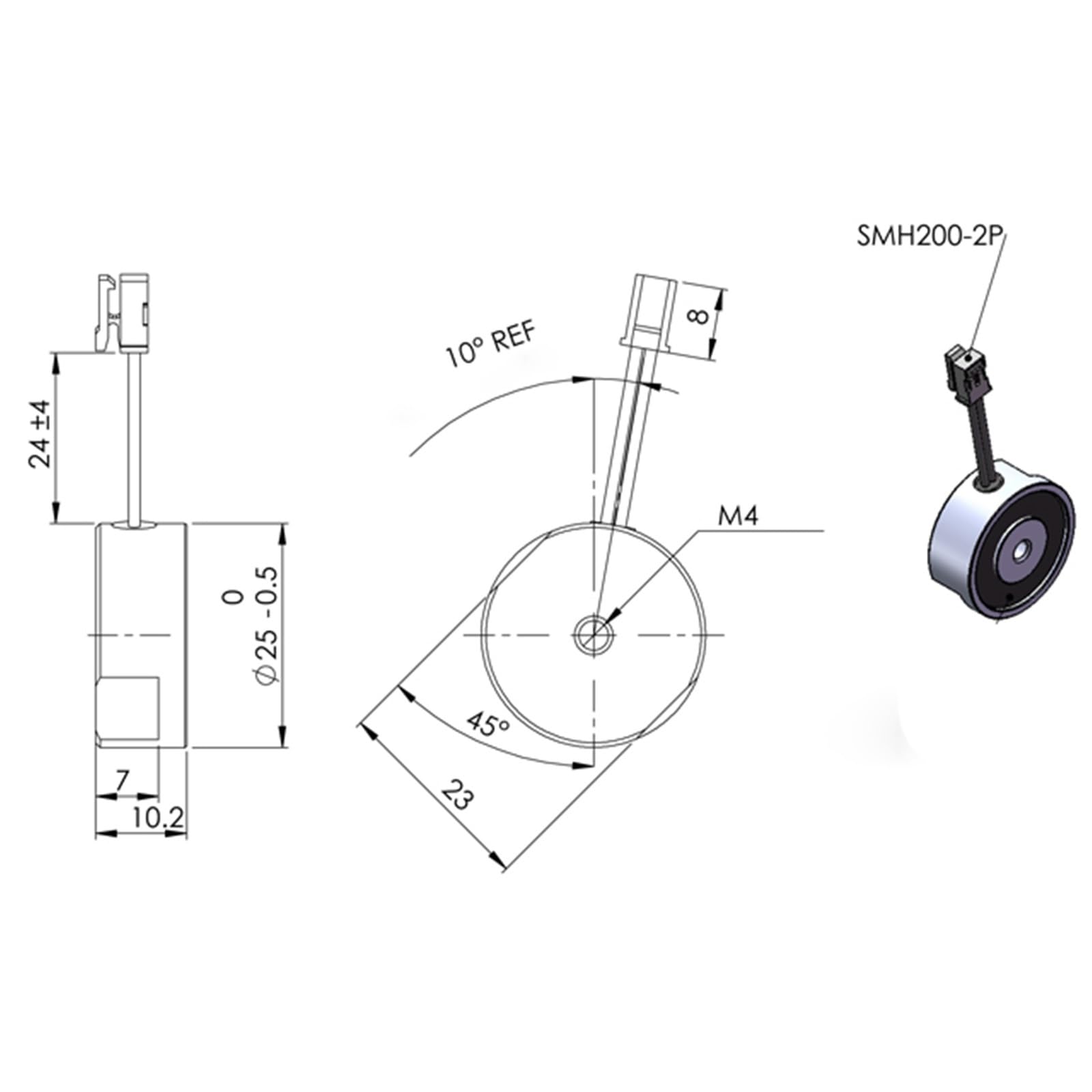 Elettromagnete H2510-Y3 diametro 25 mm 10 kg/100 N piccolo e potente 24 V DC 1 pezzo