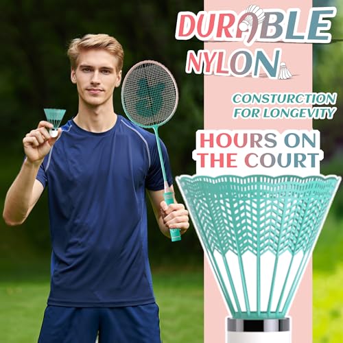 Image of Badminton Rackets Set of 4, Lightweight & Beginners Badminton Racquets | 4 Rackets, 6 Nylon Shuttlecocks, 4 Replacement Grip Tapes and 1 Carrying Bag, Indoor Outdoor Backyard Games for Kids Adults
