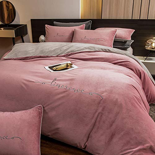 Coral Vaughan Juego de Ropa de Cama de Funda nórdica-Kit de Funda nórdica Extra Grande 4 Piezas con Cremallera Invisible y Funda de Almohada-Pasta de judías Rojas + Gris Moderno_Hojas de 1,5 m