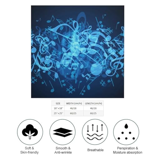 Blue Musical Notes Fashion Square Neck Scarf Head Kerchief Hair Bandana Headscarf for Women2