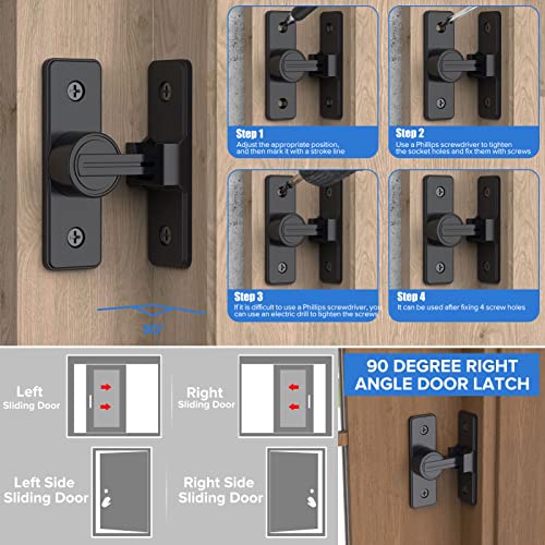 90 Degree Flip Barn Door Lock, Heavy Duty Gate Latches Flip Latch Safety Door Bolt Latch Lock, Sliding Barn Door Lock Gate Latch Lock Suitable For Garden, Bathroom, Garage (1 Pack Matte Black) #TOP6