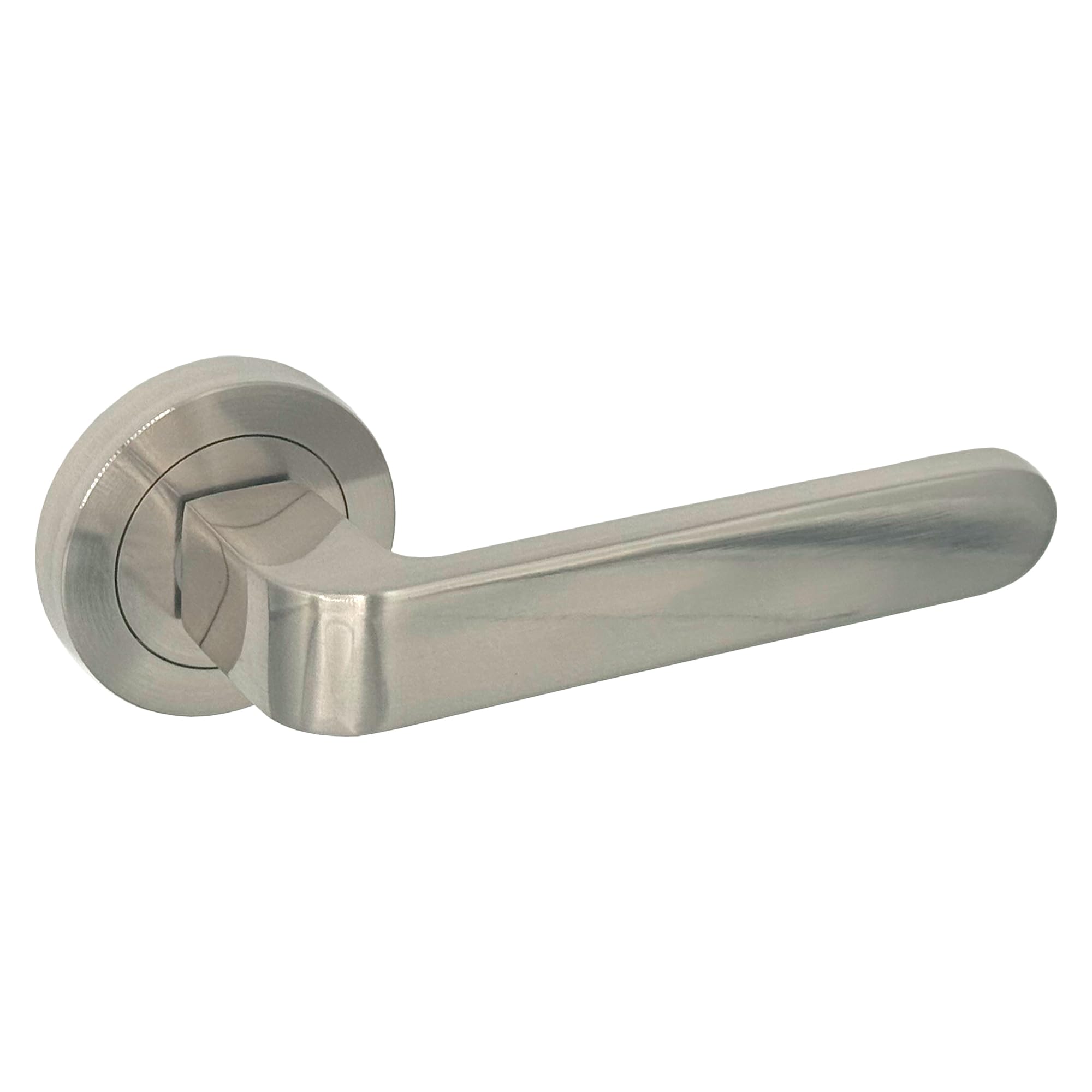 Micel - 01011 - Handle Set including Rosette (50 mm) and Flat Handle, Satin Nickel Finish, Silver, 126 x 50 x 48 mm