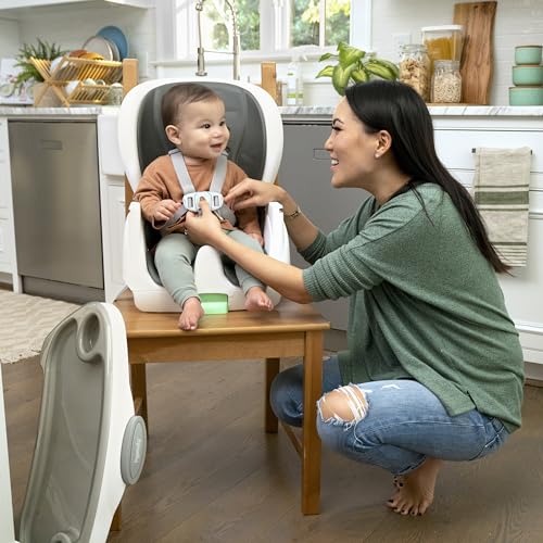 ingenuity full course smartclean 6-in-1 high chair  smartclean eva foam 5 point safety harness 2 dishwasher safe trays  slate