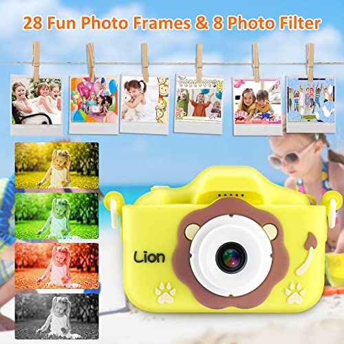 Nidoot Kids Camera, 2023 Upgrade Hd Selfie Kids Digital Camera, Birthday For Girls Boys Age 3-12, Toddler Camera, Camera For Kid With 32Gb Sd Card, Toys For 3 4 5 6 7 8 Girls Boys (Yellow) #TOP2