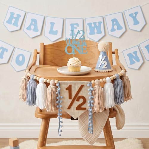 Boho Blue Halfway to One Boy Birthday Decorations, 6 Months Party Set by ROPCIA - Used condition - Image 6