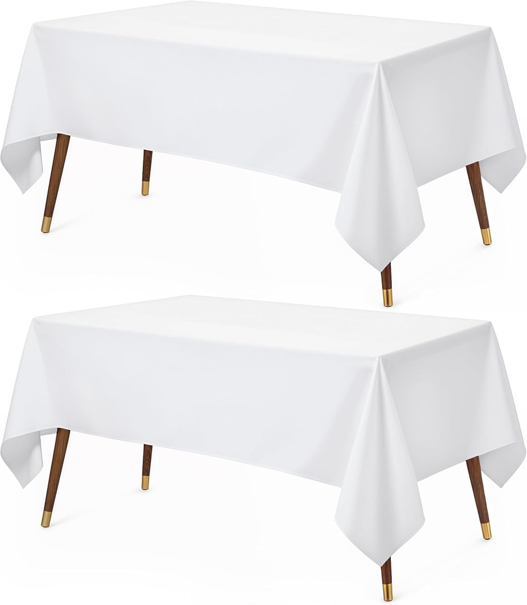 Utopia Kitchen Mantel rectangular, paquete de 2 [60 x 120 pulgadas, blanco]